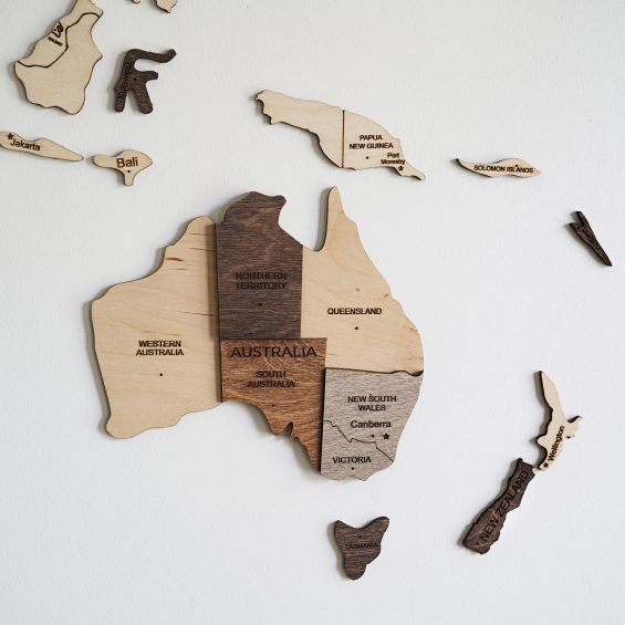 australia map handicraft made of wood